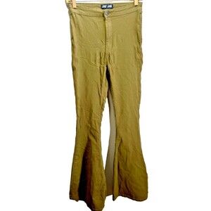 Jc & Jq Bell Bottom Jeans Size M Women's Stretchy Dark Olive Boho Chic Grunge